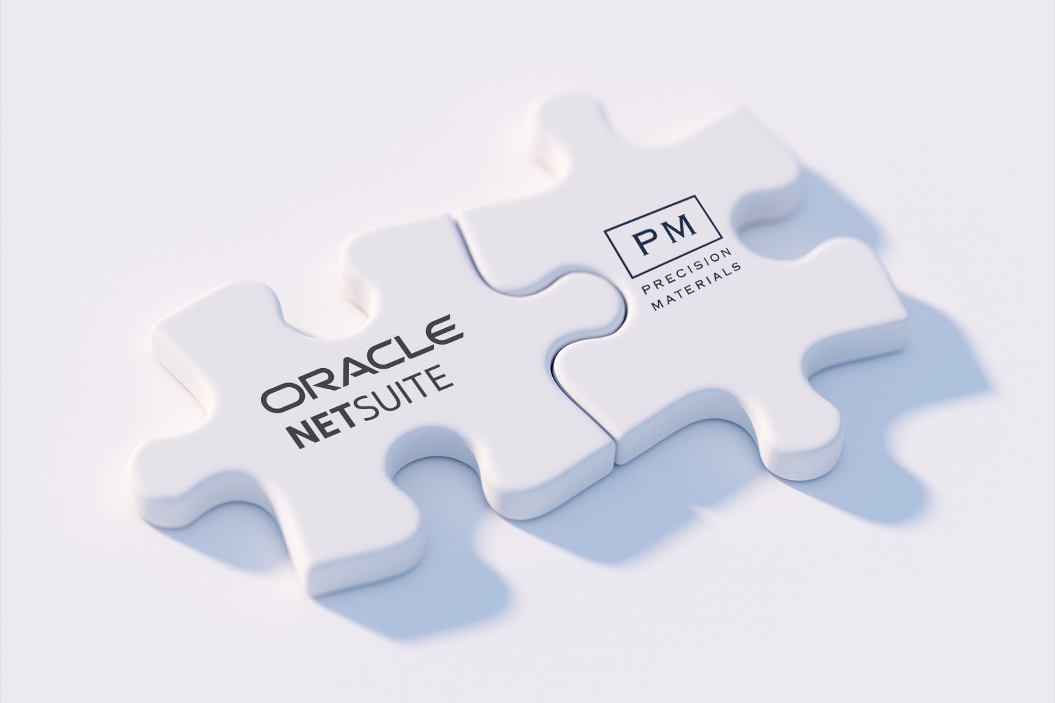 Connected puzzle pieces showing the perfect fit between NetSuite and Precision Materials