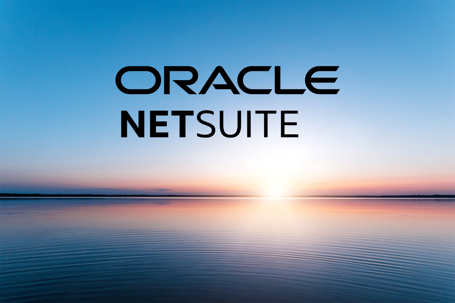 Oracle NetSuite logo over a horizon image